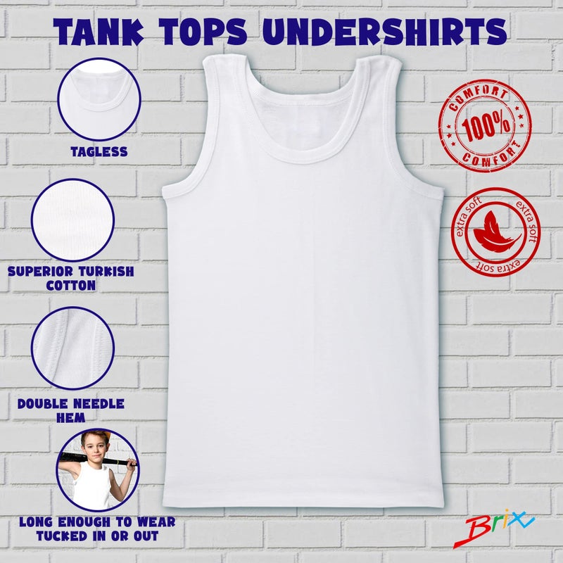 Brix Boys Undershirt Tank Top - Tagless 100% Cotton Super Soft 4 Pack Novelty. - Image 5